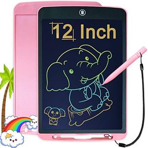 LCD Writing Tablet for Kids, 12 Inch Drawing Tablet Erasable Doodle Board Electronic Toys for Toddlers, Educational Learning Gifts for 3 4 5 6 7 8 Years Old Boys Girls, Pink