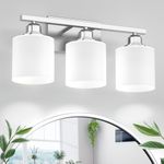 Sailstar Bathroom Light Fixtures, Vanity Lights Brushed Nickel 3 Lights, Modern Bathroom Lights Over Mirror, Glass Shade & Anti-rust Nickel Finished, Bathroom Light for Small Space(Bulbs Not Included)