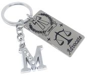 Aura Gift Keychain For Advocate Lawyer Tag With Alphabet Men Women Girls Boys Father Mother Brother Sister Bike Car Metal Keychain (M)