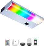 LAMPAOUS Hardwired Under Cabinet Lighting, Dimmable White and Color Changing with Remote Control, Work with Alexa, Google Home (9 Inch)