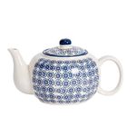 Nicola Spring Patterned Porcelain Teapot - 820ml (27.7oz) - Blue Flower Print Design