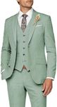 Wangyue Mens Suit 3 Piece Slim Fit Suit for Men Formal Business Suit Wedding Groom Prom Tuxedo Dinner Party, Sage Green, XL