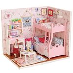 CUTEROOM DIY Miniature Dollhouse Kit with Furniture,Wooden Doll House Kit Plus LED Lights,1:24 Scale DIY House Kit for Creative Room Gift，Mini House Building kit (H012)