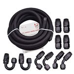 Evil ENERGY 8AN 1/2" Fuel line Hose Fitting Kit Braided Nylon Stainless Steel Oil Gas CPE 16FT Black