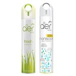 Godrej aer Spray | Air Freshener for Home & Office - Monsoon Odour Refresh & Fresh lush green | Pack of 2 (220 ml each) | Long-lasting fragrance