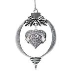 Inspired Silver - #1 Uncle Charm Ornament - Silver Pave Heart Charm Holiday Ornaments with Cubic Zirconia Jewelry