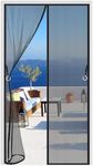 Magnetic Screen Door 85x205cm(33x81inch)Self Sealing Heavy Duty Mesh Screen Door with Hook&Loop Hands Free Pet and Kids Friendly for Patio Kitchen Bedroom Black A