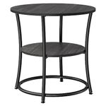 VASAGLE Side Table, End Table with 2 Shelves, Small Round Table for Living Room, Bedroom, Easy Assembly, Steel Frame, Industrial, Charcoal Grey and Ink Black LET056B22