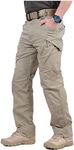 CARWORNIC Gear Men's Hiking Tactical Pants Lightweight Cotton Outdoor Military Combat Cargo Trousers Khaki