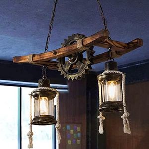 H.W.S Colgante De Madera Roble La Vendimia Luz Comer Lámpara Techo Mesa Comedor Sala Industrial Metal Retro Bambú Casa Campo Rústica Dormitorio Estar