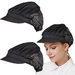 2 Pcs Chef Hat Black Adjustable Cooking Cap Chefs Hat with Brim Half Mesh Half Cloth Catering Hats Breathable Unisex Hair Cover Cooling Hat for Kitchen Restaurant Cooking