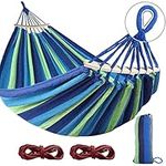 MOSFiATA 285x155cm Hammock with Spreader Bars, Camping Hammock Outdoor, with Thickened Durable Canvas Fabric and Sturdy Metal Knot, 550 lb Load Capacity, for Backyard, Garden