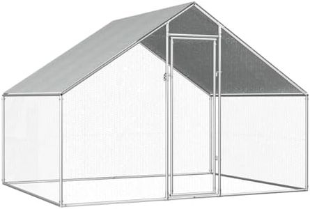 vidaXL Spacious Outdoor Chicken Cage - Galvanised Steel Frame with Polyethylene Roof - Secure Lock System - Silver/Grey - Dimensions: 2.75x2x1.92 m