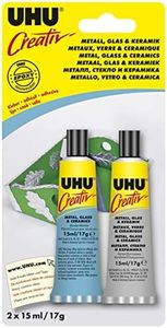 UHU Solvent-free Creativ' Metal, Glass and Ceramics Glue 15ml – Card of 2, (33-47285)