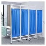 LZMZMQ 4-Panel Mobile Medical Privacy Screen Room Divider, Ward/Beauty Salon/Health Museum Standing Door Partition, Folding Iron Frame, Blue Nylon Silk Fabric