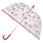 totes Kids Clear Bubble Umbrella with Easy Grip Handle, Pink Unicorn, One Size, Kids Clear Bubble Umbrella with Easy Grip Handle for Boys and Girls