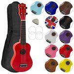 Mad About SU8 Soprano Ukulele in Red with FREE Gig Bag, Pick, and Spare Strings – Great for Schools and Beginners, Now With Carbon Black Strings for Improved Tuning