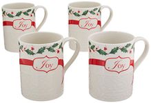 Lenox Holiday Carved Mugs (Set of 4), Ivory