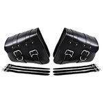 For Harley Sportster XL883 XL1200 Black PU Leather Solo Swing Arm Saddlebag (Left & Right)