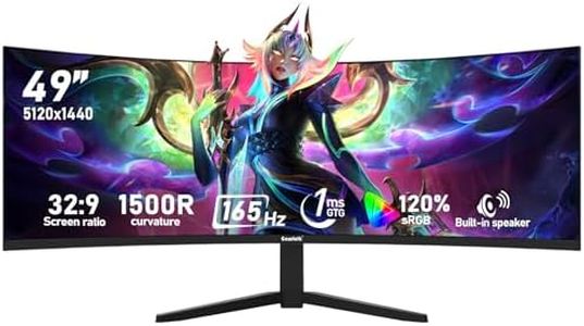 Gawfolk 49 inch Ultra-Wide Curved 1500R Gaming Computer Monitors, DQHD(5120×1440), 165Hz, 1MS, FreeSync, 120% sRGB, Built-in speaker PC Screen, HDMI2.1&DP1.4, Wall-mounted compatible 100*100mm- Black