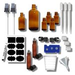 Aromatherapy DIY Kit - 68pcs Amber Bottles, Lids and Accessories - Starter Set for Homemade Beauty & Skincare - Refillable Empty DIY Blends Supplies Tools, Bottles & Accessories