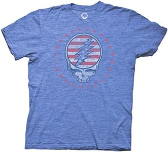 Ripple Junction Grateful Dead Men's Short Sleeve T-Shirt Patriotic Steal Your Face 4th of July Stealie Heather Royal 3XL