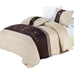 Celeste Beige & Chocolate King/ Cal king Duvet cover set 100% Egyptian Cotton 300 thread count Embroidered 3pc duvet set By sheetsnthings