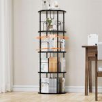 ALLSTAND Rotating Bookshelf, 4 Tier Spinning Bookshelf Tower, 360° Display Round Bookcase, Floor Standing Corner Revolving Bookshelf Organizer Storage Rack for Small Spaces, Home Study Office, Black