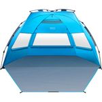 OutdoorMaster Pop Up 3-4 Person Beach Tent X-Large - Easy Setup, Portable Beach Shade Canopy Folding Sun Shelter with UPF 50+ UV Protection Removable Skylight Family Size (Blue)