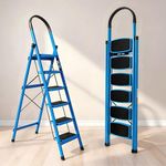 Plantex 6 Step Ladder (Pack of 1, Alloy Steel, Blue)(APS-240)