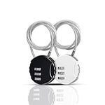 YAODHAOD 3 Digit Combination Padlock Locks, 2 Pieces Cable Luggage Locks, Wire Stroller Locks TSA Approved Padlocks for School Travel Bike Helmet Backpack Cabinet (20 inch, Black + Silver)