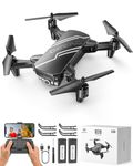DEERC D20 Mini Drone Foldable for Kids with 1080P HD FPV Camera Remote Control Toys Gifts for Boys Girls with Tap Fly,Auto Hover,Voice/Gesture Control,Speed Adjustment,2 Batteries,3D Flip (Glossy Black)