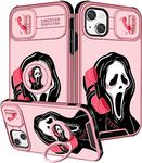 Qerrassa for iPhone 15 Case Cute Cartoon 15 Case for Women Girly Boys Kids Funny Cool Case with Camera Cover & Ring Holder for Apple iPhone 15 6.1", Pk Skull