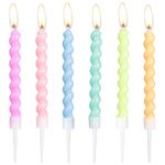 Spiral Birthday Candles Set, 24 Pcs Party Candles for Cake, Macarone Happy Birthday Candles, Colorful Cake Decorations, Baby Showers, Cake Candles for Girl Boy Baby Women Birthday Wedding Decorations