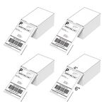 4 Stacks Direct Thermal Labels - Fanfold Shipping Labels White (101x152mm) - Sticky Labels Stickers - BPA&BPS Free White Square Label for 4x6 Inch Direct Thermal Printer Labels (4 Stacks/2000 Labels)