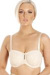 Camille Womens Multiway Strapless Bra - Non Padded & Underwired with Removable Matching & Clear Straps - Cross Back, Strapless, Halter or One Strap Beige 38DD