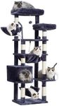 Gitelsnour Cat Tree, Cat Tower for Large Cats with 2 Big Platforms, 2 Baskets, condo and Toys, 63" Cat Scratching Posts for Indoor Cats, Smoky Gray GCT020G