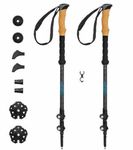 CASCADE Trekking Poles Ultra Light 100% Carbon Fiber Trekking, Walking, and Hiking Poles - Ultra Light, Ultra Durable, Quick Lock Feature for Easy Height Adjustment from 26” to 54”