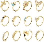 Dochais 12PCS Nose Rings Hoop 20G Nose Rings for Women Surgical Stainless Steel Nose Piercing Dangle Nose Ring Cartilage Earring Jewelry