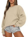 ANRABESS Women's Sweatshirts Hoodies Crewneck Oversized Fleece Pullover Sweaters Cute Top Y2K Teen Girls Preppy Clothes 2024, Khaki Brown, Medium