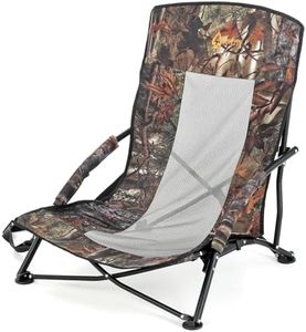 ARROWHEAD OUTDOOR Low-Profile Turkey Hunting Chair – Camo Folding Blind Seat with Mesh Comfort & Carry Strap, 350LBS Weight Capacity