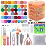 WenYa 200+Pcs Needle Felting Starter Kits, 48 Colours Needle Felting Wool and Needle Felting Pad, Included Needle Felting Tools and Storage Box, Wool Needle Felting Kits for Beginners DIY Craft Gifts