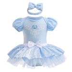 FMYFWY Baby Girls Cinderella Princess Costume Halloween Christmas Birthday Romper Tutu Dress w/Headband 3-6M