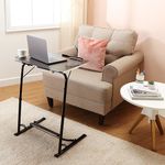 Amazon Basics Height Adjustable Laptop Table with Footrest | Adjustable Table Angle | Alloy Steel | Black | 75 cm - H, 60 cm - L, 44.5 cm - W