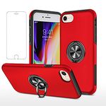 iPhone SE 2020/SE2 Case,NKECXKJ Design for Apple iPhone 8/7/6S/6 iPhone8 iPhone7 Phone Case with Ring Holder,Kickstand Slim Shockproof Hybrid Rugged Protective Cover for Women Girls 4.7 inch-Red