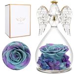 Miofula Angel Rose Birthday Gifts for Women, Preserved Flower Rose in Glass Angel Figurines, for Mom from Daughter, Forever Real Rose Gift for Her Grandma Wife on Christmas Valentine