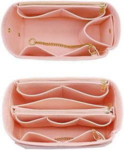 3 in 1 Purse Organizer Insert, Felt Bag organizer with zipper, Handbag & Tote Shaper, For Speedy Neverfull Tote with a Bottle Holder for Replacing 8026 Pink SM