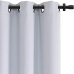 Rose Home Fashion RHF Blackout Thermal Insulated Curtain-White Blackout Curtains-Grommet Curtains,Blackout Curtains for Bedroom/Living Room(Greyish White-52 by 84 Inches)