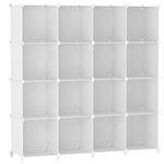 Lxvckly 16 Cube Storage Organizer Modular Storage Cubes Shelving Units, Portable Closet Organizers and Storage Shelf, Bookcase Bookshelf Shelves for Bedroom, Living Room, Kids' Room, Closet White