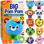EZCRA Pom Pom Animal Craft Kit - Make 10 Plush DIY Animals | Pom Pom Craft Kit for Girls, Boys, and Toddlers ages 4-8. Make 10 Plush Animals. Mess-Free Arts and Crafts.